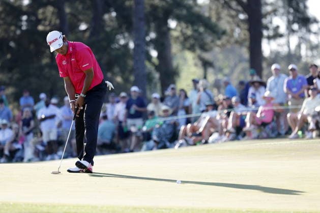 Golf 2026 Masters Tournament - Round 2 Hideki Matsuyama of Japan putts on the 17th hole during Round 2 of the 2026 Masters tournament in August, Georgia, USA, 10 April 2026. Augusta United States  Copyright: xERIKxS.xLESSERx