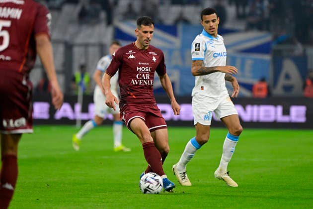 FOOTBALL : Olympique de Marseille VS FC Metz - Ligue 1 McDonald s - 10 04 2028 Maxime Colin (FC Metz) - Ligue 1 McDonald™s match between Olympique de Marseille and Football Club de Metz on April 10, 2026 at the Orange Velodrome Stadium in Marseille. MarseilleFrance  Copyright: xWilliamxCannarellax