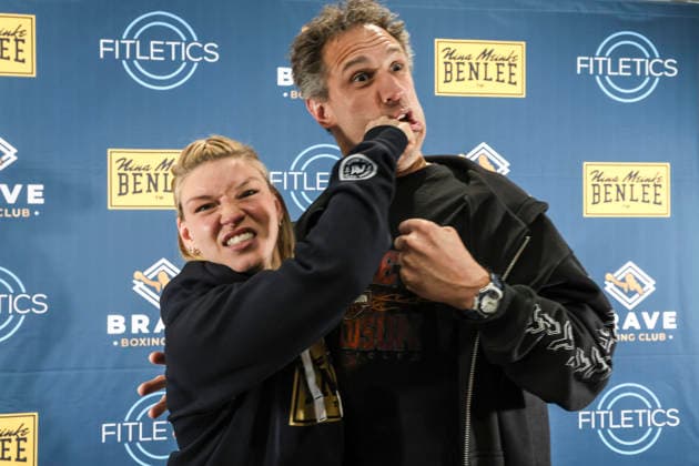 Boxen: Brave Boxing by Nina Meinke, Gym Eröffnung, Berlin, 10.04.2026 Nina Meinke und Evil Jared *** Boxing Brave Boxing by Nina Meinke, Gym opening, Berlin, 10 04 2026 Nina Meinke and Evil Jared
