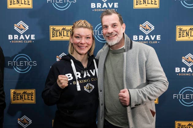 Boxen: Brave Boxing by Nina Meinke, Gym Eröffnung, Berlin, 10.04.2026 Nina Meinke und Kay Huste *** Boxing Brave Boxing by Nina Meinke, Gym opening, Berlin, 10 04 2026 Nina Meinke and Kay Huste