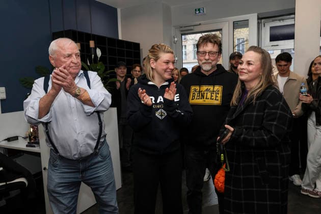 Boxen: Brave Boxing by Nina Meinke, Gym Eröffnung, Berlin, 10.04.2026 v.l: Ulli Wegner, Nina Meinke, Christian Meinke und Regina Halmich *** Boxing Brave Boxing by Nina Meinke, Gym opening, Berlin, 10 04 2026 from l Ulli Wegner, Nina Meinke, Christian Meinke and Regina Halmich