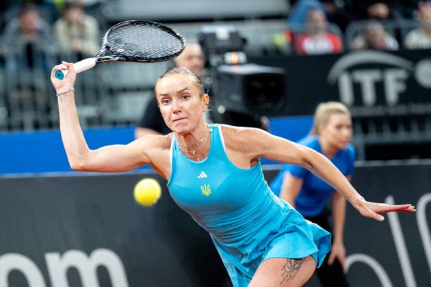 Katarzyna Kawa Vs Elina Svitolina - Billie Jean King Cup Qualifiers. Elina Svitolina of Ukraine competes in the Billie Jean King Cup Qualifiers, women s singles tennis match against Poland at the PreZero Arena in Gliwice, Poland, on April 10, 2026. Gliwice Poland  Copyright: xMarcinxGolbax originalFilename:golba-katarzyn260410_np5eS.jpg