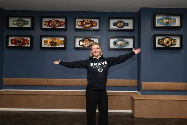 Boxen: Brave Boxing by Nina Meinke, Gym Eröffnung, Berlin, 10.04.2026 Weltmeisterin Nina Meinke und Ihre Gürtelsammlung *** Boxing Brave Boxing by Nina Meinke, Gym opening, Berlin, 10 04 2026 World champion Nina Meinke and her belt collection