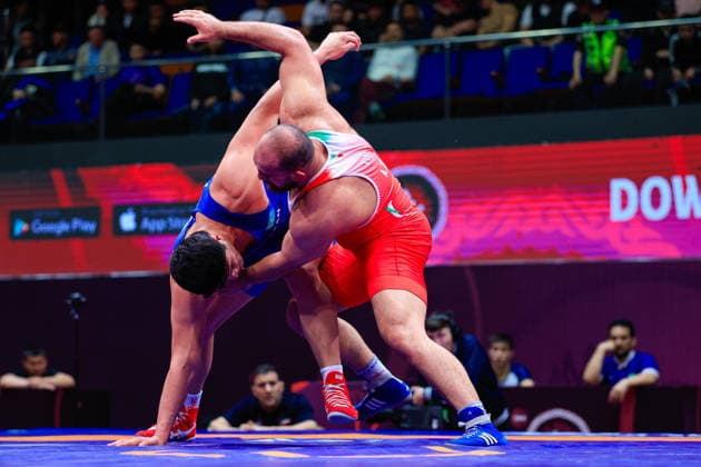 Senior Wrestling Asian Championships 125kg FS - Amir Hossein Abbas Zare (IRI) df. Yedige Kassimbek (KAZ) *** Senior Wrestling Asian Championships 125kg FS Amir Hossein Abbas Zare IRI df Yedige Kassimbek KAZ Copyright: xKostadinxAndonovx xUnitedxWorldxWrestlingx Kostadin Andonov United World Wrestling