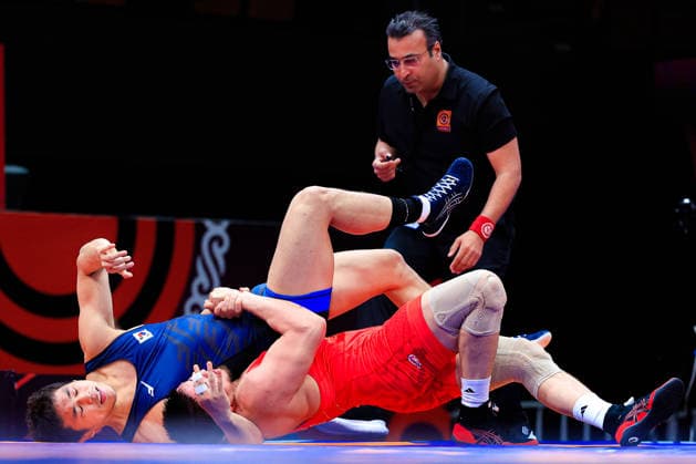 Senior Wrestling Asian Championships 86kg FS - Bolat Sakayev (KAZ) df. Gyeongyeon Lee (KOR) *** Senior Wrestling Asian Championships 86kg FS Bolat Sakayev KAZ df Gyeongyeon Lee KOR Copyright: xKostadinxAndonovx xUnitedxWorldxWrestlingx Kostadin Andonov United World Wrestling