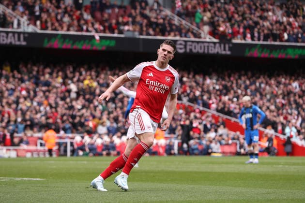 11th April 2026; Emirates Stadium, London, England; Premier League Football, Arsenal versus Bournemouth; Viktor Gyokeres of Arsenal celebrates his goal from a penalty kick in the 35th minute for 1-1 KatiexChan
