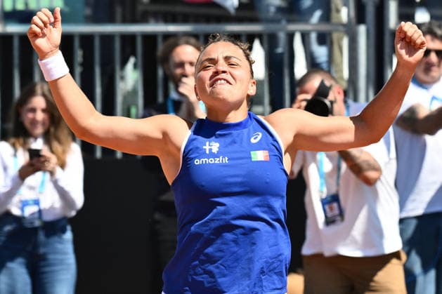 TENNIS - Internazionali di Tennis - BJK Cup Qualifiers - Italy vs Japan Jasmine Paolini celebrate the victory against Japan during the Billie Jean King Cup by Gainbridge Qualifiers 2026, match between Italy and Japan at ASD Colle degli Dei on April 11, 2026 in Velletri, Italy. Velletri Italy  Copyright: xIPAxSport ABACAx
