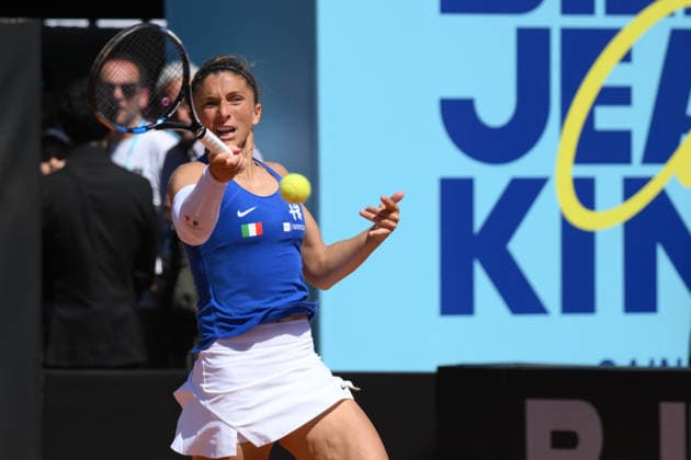 RECORD DATE NOT STATED 11th April 2026; ASD Colle degli Dei, Velletri, Italy; Billie Jean King Cup Qualifiers, Round One, Italy versus Japan; Sara Errani of Italy AllShotxLive