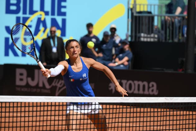 RECORD DATE NOT STATED 11th April 2026; ASD Colle degli Dei, Velletri, Italy; Billie Jean King Cup Qualifiers, Round One, Italy versus Japan; Sara Errani of Italy AllShotxLive