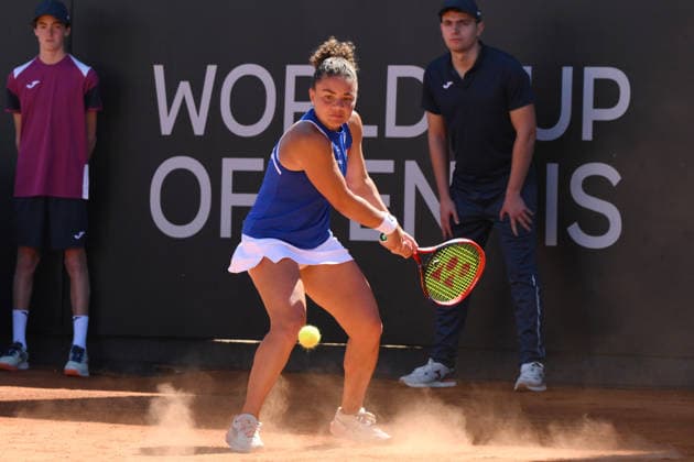 RECORD DATE NOT STATED 11th April 2026; ASD Colle degli Dei, Velletri, Italy; Billie Jean King Cup Qualifiers, Round One, Italy versus Japan; Jasmine Paolini of Italy AllShotxLive