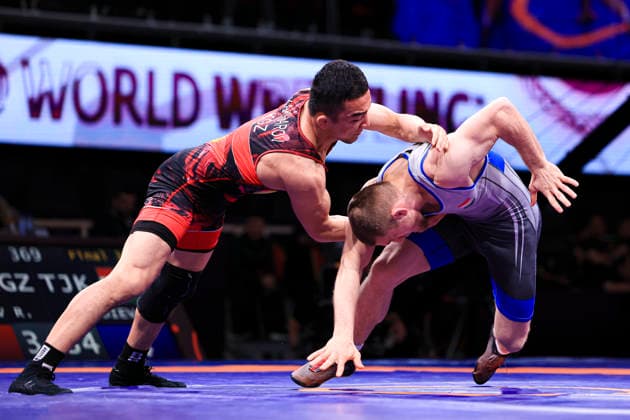 Senior Wrestling Asian Championships 65kg FS - Abdulmazhid Kudiev (TJK) df. Rustamzhan Kakharov (KGZ) *** Senior Wrestling Asian Championships 65kg FS Abdulmazhid Kudiev TJK df Rustamzhan Kakharov KGZ