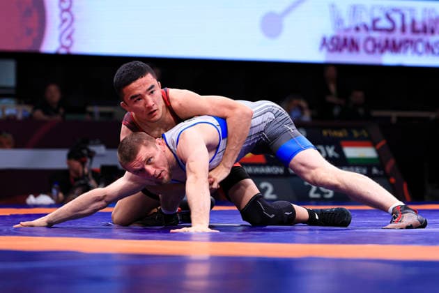 Senior Wrestling Asian Championships 65kg FS - Abdulmazhid Kudiev (TJK) df. Rustamzhan Kakharov (KGZ) *** Senior Wrestling Asian Championships 65kg FS Abdulmazhid Kudiev TJK df Rustamzhan Kakharov KGZ
