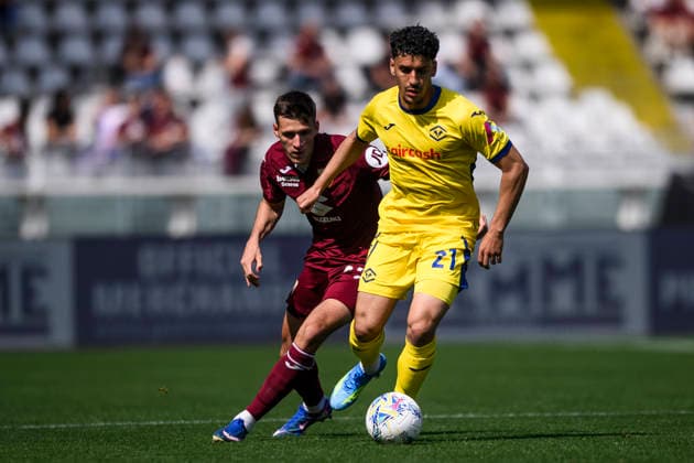 Torino FC v Hellas Verona FC - Serie A Abdou Harroui of Hellas Verona FC is challenged by Gvidas Gineitis of Torino FC during the Serie A football match between Torino FC and Hellas Verona FC. Turin Italy Copyright: xNicolòxCampox