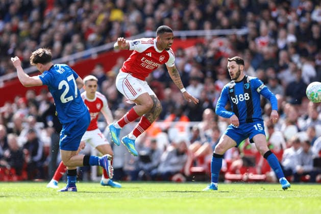 Arsenal v Bournemouth 11 April 2026, London - Premier League Football - Arsenal v AFC Bournemouth - Gabriel Jesus of Arsenal - Photo: Charlotte Wilson Offside. London UK Copyright: xCharlottexWilsonx xOffsidexOffside
