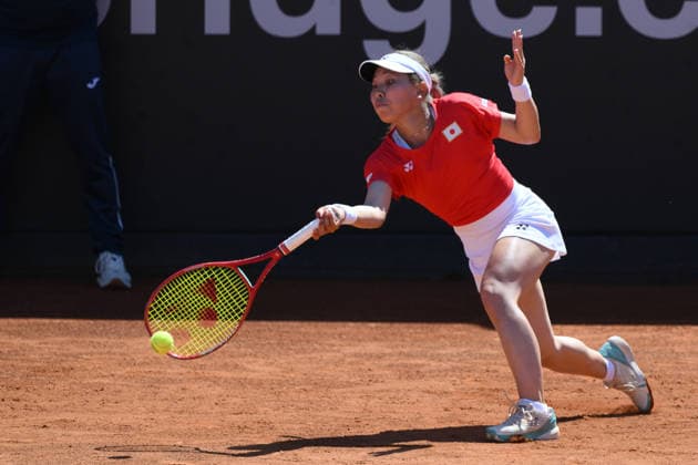 RECORD DATE NOT STATED 11th April 2026; ASD Colle degli Dei, Velletri, Italy; Billie Jean King Cup Qualifiers, Round One, Italy versus Japan; Himeno Sakatsume of Japan AllShotxLive