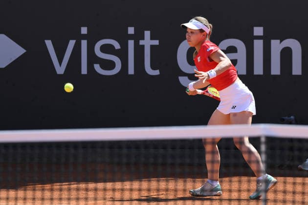 RECORD DATE NOT STATED 11th April 2026; ASD Colle degli Dei, Velletri, Italy; Billie Jean King Cup Qualifiers, Round One, Italy versus Japan; Himeno Sakatsume of Japan AllShotxLive