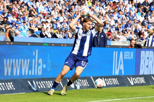 DEU, DFL, 2. FBL, Hertha BSC vs. 1.FC Kaiserslautern, 11.04.2026, Berliner Olympiastadion, Berlin, DEU, DFL, 2. FBL, Hertha BSC vs. 1.FC Kaiserslautern, im Bild Marton Dardai (Hertha BSC Berlin 31) DFL - regulations prohibit any use of Photographs as image sequences and or quasi-video