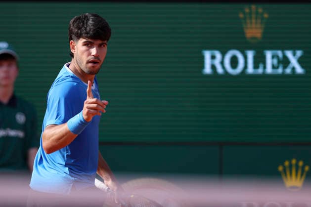 Rolex Monte-Carlo Masters - Day Seven Carlos Alcaraz of Spain reacts during his Semi Final match against Valentin Vacherot of Monaco on day Seven of the Rolex Monte-Carlo Masters at Monte-Carlo Country Club on April 11, 2026 in Monte-Carlo, Monaco. Monaco Monte-Carlo Country Club Monte_Carlo Monaco Copyright: xAllstarxPicturexLibraryxLtdx
