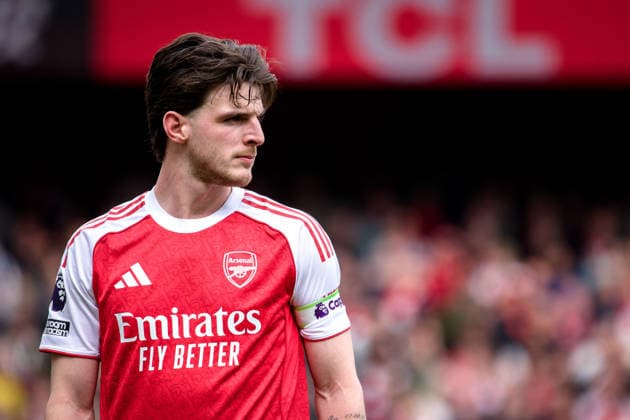 LONDON, ENGLAND - APRIL 11: Declan Rice of Arsenal during the Premier League match between Arsenal and Bournemouth at Emirates Stadium on April 11, 2026 in London, England.  Copyright: xPedroxPorru MBxMediax