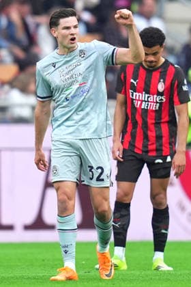 Udinese™s Jurgen ekkelenkamo Celebrates after scoring 0-2 during the Serie A soccer match between Ac Milan and Udinese at the San Siro Stadium in Milan , north Italy - Saturday , April 11 , 2026 . - Soccer .  Copyright: xSpada LaPressex
