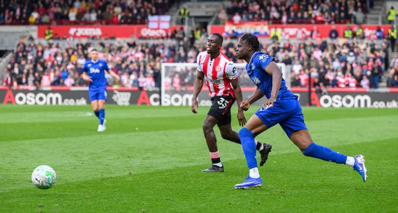 Brentford v Everton Premier League Tyrique George of Everton during the Premier League match at the Gtech Community Stadium, Brentford 11 04 2026 UK Newspapers OUT Copyright: xGraemexWilcocksonx FIL-23267-0160