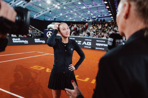 TENNIS - WTA, Tennis Damen Upper Austria Ladies Linz LINZ,AUSTRIA,11.APR.26 - TENNIS - WTA Tour, Upper Austria Ladies Linz. Image shows Anastasia Potapova (AUT) during an interview.  GEPAxpictures xAlexanderxSolc