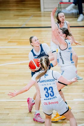 BB-1BL Damen Syntainics MBC Lions - BC Pharmaserv Marburg Anna Alborova (GISA Lions MBC) waehrend der Saison 2025-2026 im Halbfinale Playoff im Spiel 1 von 5 in der DBBL Toyota Bundesliga Syntainics MBC Lions und BC Pharmaserv Marburg in der SWH Arena am 11. April 2026 in Halle Saale, Sachsen Anhalt, Deutschland