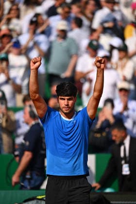 2026 Rolex Monte-Carlo Masters - Day 6 Carlos Alcaraz (ESP) during his semi final match at the 2026 Rolex Monte-Carlo Masters in Monte-Carlo, MONACO, on April 11th, 2026. Photo by Corinne Dubreuil ABACAPRESS.COM Monte-Carlo Monaco  Copyright: xDubreuilxCorinne ABACAx