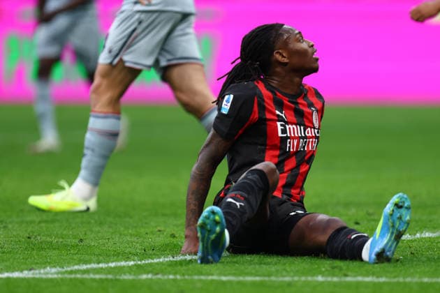 Rafael Leao (Ac Milan) lies on the ground, Serie A, AC Milan v Udinese Calcio, Giuseppe Meazza, April 11, 2026, Milan, Italy.