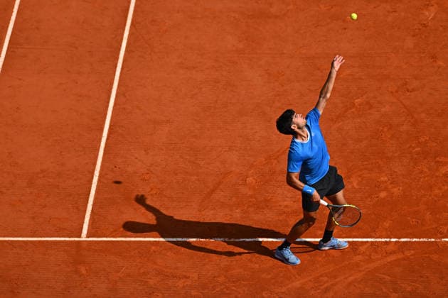 2026 Rolex Monte-Carlo Masters - Day 6 Carlos Alcaraz (ESP) during his semi final match at the 2026 Rolex Monte-Carlo Masters in Monte-Carlo, MONACO, on April 11th, 2026. Photo by Corinne Dubreuil ABACAPRESS.COM Monte-Carlo Monaco  Copyright: xDubreuilxCorinne ABACAx