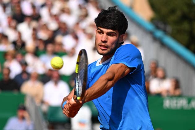 2026 Rolex Monte-Carlo Masters - Day 6 Carlos Alcaraz (ESP) during his semi final match at the 2026 Rolex Monte-Carlo Masters in Monte-Carlo, MONACO, on April 11th, 2026. Photo by Corinne Dubreuil ABACAPRESS.COM Monte-Carlo Monaco  Copyright: xDubreuilxCorinne ABACAx