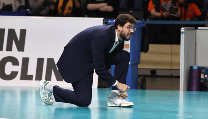 Trainer Alexandre Leal Einzelbild Freisteller Aktion Volleyball Bundesliga Herren Play Off Halbfinale 1.Spiel Spieltag Saison 2025 2026 11.04.2026 BR Volleys Berlin BRV vs VfB Friedrichshafen