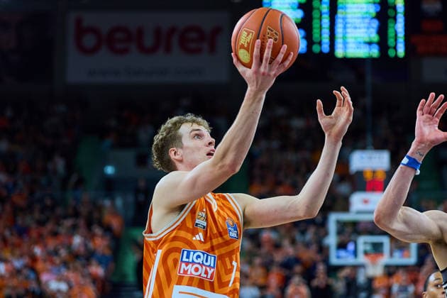 Tobias Jensen (ratiopharm ulm, 07) GER, ratiopharm ulm vs. BMA365 Bamberg Baskets, Basketball, 29. Spieltag, EasyCredit BBL, Spielzeit 2025 2026, 11.04.2026 GER, ratiopharm ulm vs. BMA365 Bamberg Baskets, Basketball, 29. Spieltag, EasyCredit BBL, Spielzeit 2025 2026, 11.04.2026 Neu-Ulm Copyright: xEibner-Pressefoto GeraldxOelze-dexStoppanyx EP_ODS
