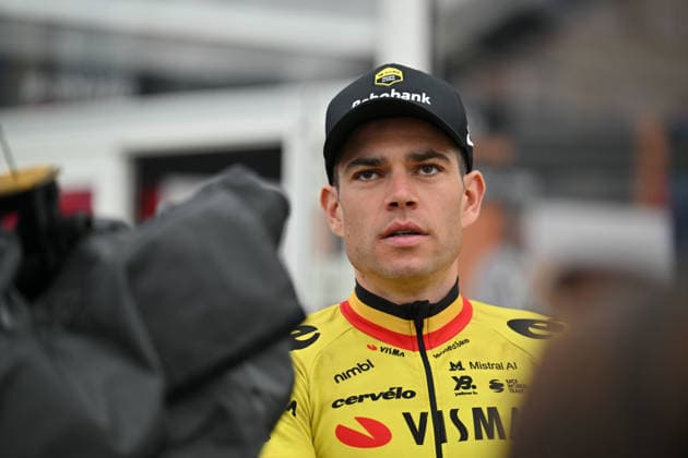 Paris-Roubaix Team Presentation Wout Van Aert of Belgium, representing team Visma - Lease a Bike, participates in the team presentation of Paris-Roubaix 2026 (1.UWT - 123rd edition) in Compiegne, Hauts-de-France, on April 11, 2026. Compiegne France  Copyright: xGautierxDemouveauxx originalFilename:demouveaux-notitle260411_npzDw.jpg