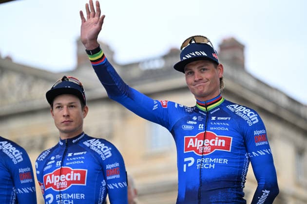 Paris-Roubaix Team Presentation Mathieu Van Der Poel of the Netherlands, representing team Alpecin-Premier Tech, participates in the team presentation of the Paris-Roubaix 2026 (1.UWT - 123rd edition) in Compiegne, Hauts-de-France, on April 11, 2026. Compiegne France  Copyright: xGautierxDemouveauxx originalFilename:demouveaux-notitle260411_npFO8.jpg
