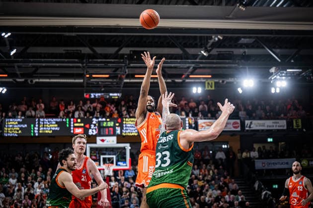 1. Basketball Bundesliga, easyCredit BBL, Saison 2025 2026, Herren, Hauptrunde, 29. Spieltag, 11.04.2026, RASTA Vechta - Gladiators Trier Lloyd Pandi ( 41 - RASTA Vechta) beim Jumpshot Vechta RASTA Dome Niedersachsen Deutschland
