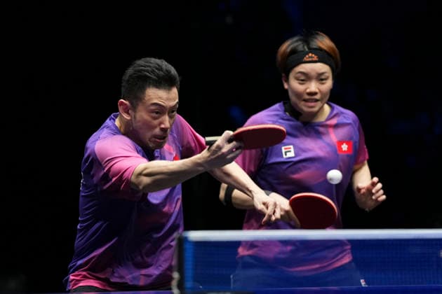 (260411) -- TAIYUAN, April 11, 2026 -- Wong Chun Ting (L) Doo Hoi Kem of China s Hong Kong compete during the mixed doubles final match against Huang Youzheng Shi Xunyao of China at the World Table tennis, Tischtennis (WTT) Contender Taiyuan 2026 in Taiyuan, north China s Shanxi Province, April 11, 2026. ) (SP)CHINA-TAIYUAN-TABLE TENNIS-WTT CONTENDER TAIYUAN 2026 (CN) YangxChenguang 