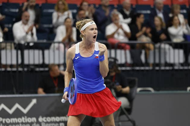 Czech tennis player Marie Bouzkova during the match Switzerland vs. Czech Republic, Billie Jean King Cup 2026, April 11, 2026, Biel, Switzerland. (CTKxPhoto PavelxLebeda) CTKPhotoF202604110030801  CTKPhotoF202604110030801