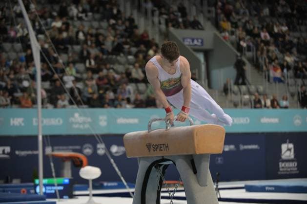 FIG APPARATUS WORLD CUP 2026 (CRO),Finals Day 1 (MAG, WAG), Hall Gradski vrt , Osijek, Croatia, 11.04.2026 IVANOV David (BUL) during FIG APPARATUS WORLD CUP 2026 (CRO),Final Day 1, Pommel Horse (MAG), Hall Gradski vrt , Osijek, Croatia, 11.04.2026 *** FIG APPARATUS WORLD CUP 2026 CRO ,Finals Day 1 MAG, WAG , Hall Gradski vrt , Osijek, Croatia, 11 04 2026 IVANOV David BUL during FIG APPARATUS WORLD CUP 2026 CRO ,Final Day 1, Pommel Horse MAG , Hall Gradski vrt , Osijek, Croatia, 11 04 2026 Copyright: xBEAUTIFULxSPORTS Stanusicx