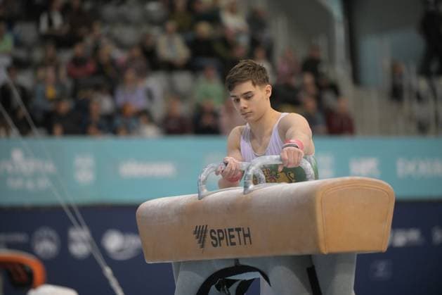 FIG APPARATUS WORLD CUP 2026 (CRO),Finals Day 1 (MAG, WAG), Hall Gradski vrt , Osijek, Croatia, 11.04.2026 IVANOV David (BUL) during FIG APPARATUS WORLD CUP 2026 (CRO),Final Day 1, Pommel Horse (MAG), Hall Gradski vrt , Osijek, Croatia, 11.04.2026 *** FIG APPARATUS WORLD CUP 2026 CRO ,Finals Day 1 MAG, WAG , Hall Gradski vrt , Osijek, Croatia, 11 04 2026 IVANOV David BUL during FIG APPARATUS WORLD CUP 2026 CRO ,Final Day 1, Pommel Horse MAG , Hall Gradski vrt , Osijek, Croatia, 11 04 2026 Copyright: xBEAUTIFULxSPORTS Stanusicx