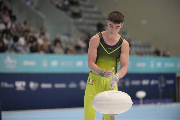 FIG APPARATUS WORLD CUP 2026 (CRO),Finals Day 1 (MAG, WAG), Hall Gradski vrt , Osijek, Croatia, 11.04.2026 HICKEY James (IRL) during FIG APPARATUS WORLD CUP 2026 (CRO),Final Day 1, Pommel Horse (MAG), Hall Gradski vrt , Osijek, Croatia, 11.04.2026 *** FIG APPARATUS WORLD CUP 2026 CRO ,Finals Day 1 MAG, WAG , Hall Gradski vrt , Osijek, Croatia, 11 04 2026 HICKEY James IRL during FIG APPARATUS WORLD CUP 2026 CRO ,Final Day 1, Pommel Horse MAG , Hall Gradski vrt , Osijek, Croatia, 11 04 2026 Copyright: xBEAUTIFULxSPORTS Stanusicx