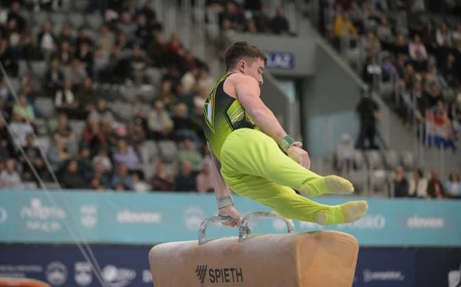 FIG APPARATUS WORLD CUP 2026 (CRO),Finals Day 1 (MAG, WAG), Hall Gradski vrt , Osijek, Croatia, 11.04.2026 HICKEY James (IRL) during FIG APPARATUS WORLD CUP 2026 (CRO),Final Day 1, Pommel Horse (MAG), Hall Gradski vrt , Osijek, Croatia, 11.04.2026 *** FIG APPARATUS WORLD CUP 2026 CRO ,Finals Day 1 MAG, WAG , Hall Gradski vrt , Osijek, Croatia, 11 04 2026 HICKEY James IRL during FIG APPARATUS WORLD CUP 2026 CRO ,Final Day 1, Pommel Horse MAG , Hall Gradski vrt , Osijek, Croatia, 11 04 2026 Copyright: xBEAUTIFULxSPORTS Stanusicx