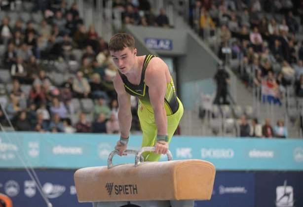 FIG APPARATUS WORLD CUP 2026 (CRO),Finals Day 1 (MAG, WAG), Hall Gradski vrt , Osijek, Croatia, 11.04.2026 HICKEY James (IRL) during FIG APPARATUS WORLD CUP 2026 (CRO),Final Day 1, Pommel Horse (MAG), Hall Gradski vrt , Osijek, Croatia, 11.04.2026 *** FIG APPARATUS WORLD CUP 2026 CRO ,Finals Day 1 MAG, WAG , Hall Gradski vrt , Osijek, Croatia, 11 04 2026 HICKEY James IRL during FIG APPARATUS WORLD CUP 2026 CRO ,Final Day 1, Pommel Horse MAG , Hall Gradski vrt , Osijek, Croatia, 11 04 2026 Copyright: xBEAUTIFULxSPORTS Stanusicx