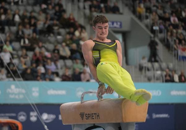 FIG APPARATUS WORLD CUP 2026 (CRO),Finals Day 1 (MAG, WAG), Hall Gradski vrt , Osijek, Croatia, 11.04.2026 HICKEY James (IRL) during FIG APPARATUS WORLD CUP 2026 (CRO),Final Day 1, Pommel Horse (MAG), Hall Gradski vrt , Osijek, Croatia, 11.04.2026 *** FIG APPARATUS WORLD CUP 2026 CRO ,Finals Day 1 MAG, WAG , Hall Gradski vrt , Osijek, Croatia, 11 04 2026 HICKEY James IRL during FIG APPARATUS WORLD CUP 2026 CRO ,Final Day 1, Pommel Horse MAG , Hall Gradski vrt , Osijek, Croatia, 11 04 2026 Copyright: xBEAUTIFULxSPORTS Stanusicx