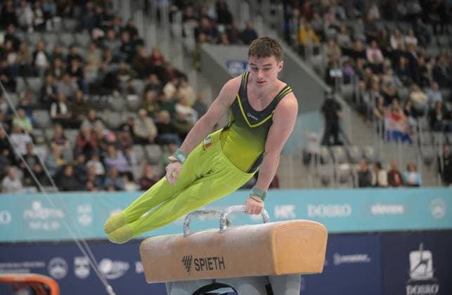 FIG APPARATUS WORLD CUP 2026 (CRO),Finals Day 1 (MAG, WAG), Hall Gradski vrt , Osijek, Croatia, 11.04.2026 HICKEY James (IRL) during FIG APPARATUS WORLD CUP 2026 (CRO),Final Day 1, Pommel Horse (MAG), Hall Gradski vrt , Osijek, Croatia, 11.04.2026 *** FIG APPARATUS WORLD CUP 2026 CRO ,Finals Day 1 MAG, WAG , Hall Gradski vrt , Osijek, Croatia, 11 04 2026 HICKEY James IRL during FIG APPARATUS WORLD CUP 2026 CRO ,Final Day 1, Pommel Horse MAG , Hall Gradski vrt , Osijek, Croatia, 11 04 2026 Copyright: xBEAUTIFULxSPORTS Stanusicx