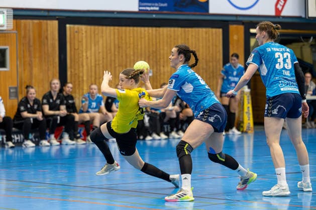 11.04.2026 Handball 3. Liga Frauen Staffel Nord Saison 2025 2026 21. Spieltag TSV Altenholz - SV Todesfelde. (Altenholz in Gelb Schwarz, Todesfelde in Blau) V.l.n.r.: Lena Hedwig, Lena Müller, Rieka Thal Altenholz Edgar-Meschkat-Halle, Danziger S Schleswig Holstein Deutschland *** 11 04 2026 Handball 3 Liga Women Staffel Nord Season 2025 2026 21 Matchday TSV Altenholz SV Todesfelde Altenholz in yellow black, Todesfelde in blue V l n r Lena Hedwig, Lena Müller, Rieka Thal Altenholz Edgar Meschkat Halle, Danziger S Schleswig Holstein Germany