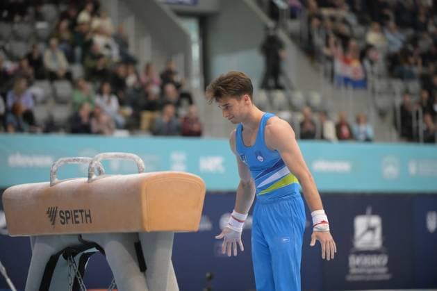 FIG APPARATUS WORLD CUP 2026 (CRO),Finals Day 1 (MAG, WAG), Hall Gradski vrt , Osijek, Croatia, 11.04.2026 RAKOVIC Gregor (SLO) during FIG APPARATUS WORLD CUP 2026 (CRO),Final Day 1, Pommel Horse (MAG), Hall Gradski vrt , Osijek, Croatia, 11.04.2026 *** FIG APPARATUS WORLD CUP 2026 CRO ,Finals Day 1 MAG, WAG , Hall Gradski vrt , Osijek, Croatia, 11 04 2026 RAKOVIC Gregor SLO during FIG APPARATUS WORLD CUP 2026 CRO ,Final Day 1, Pommel Horse MAG , Hall Gradski vrt , Osijek, Croatia, 11 04 2026 Copyright: xBEAUTIFULxSPORTS Stanusicx