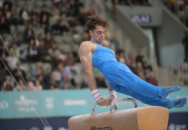 FIG APPARATUS WORLD CUP 2026 (CRO),Finals Day 1 (MAG, WAG), Hall Gradski vrt , Osijek, Croatia, 11.04.2026 RAKOVIC Gregor (SLO) during FIG APPARATUS WORLD CUP 2026 (CRO),Final Day 1, Pommel Horse (MAG), Hall Gradski vrt , Osijek, Croatia, 11.04.2026 *** FIG APPARATUS WORLD CUP 2026 CRO ,Finals Day 1 MAG, WAG , Hall Gradski vrt , Osijek, Croatia, 11 04 2026 RAKOVIC Gregor SLO during FIG APPARATUS WORLD CUP 2026 CRO ,Final Day 1, Pommel Horse MAG , Hall Gradski vrt , Osijek, Croatia, 11 04 2026 Copyright: xBEAUTIFULxSPORTS Stanusicx