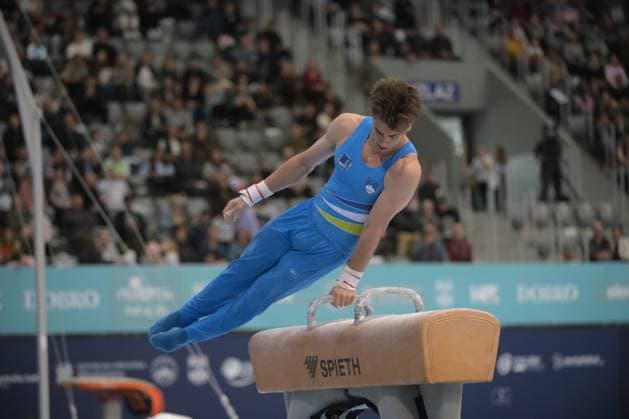 FIG APPARATUS WORLD CUP 2026 (CRO),Finals Day 1 (MAG, WAG), Hall Gradski vrt , Osijek, Croatia, 11.04.2026 RAKOVIC Gregor (SLO) during FIG APPARATUS WORLD CUP 2026 (CRO),Final Day 1, Pommel Horse (MAG), Hall Gradski vrt , Osijek, Croatia, 11.04.2026 *** FIG APPARATUS WORLD CUP 2026 CRO ,Finals Day 1 MAG, WAG , Hall Gradski vrt , Osijek, Croatia, 11 04 2026 RAKOVIC Gregor SLO during FIG APPARATUS WORLD CUP 2026 CRO ,Final Day 1, Pommel Horse MAG , Hall Gradski vrt , Osijek, Croatia, 11 04 2026 Copyright: xBEAUTIFULxSPORTS Stanusicx