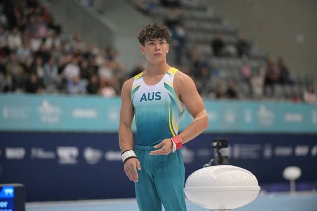 FIG APPARATUS WORLD CUP 2026 (CRO),Finals Day 1 (MAG, WAG), Hall Gradski vrt , Osijek, Croatia, 11.04.2026 HAGENS Tru (AUS) during FIG APPARATUS WORLD CUP 2026 (CRO),Final Day 1, Pommel Horse (MAG), Hall Gradski vrt , Osijek, Croatia, 11.04.2026 *** FIG APPARATUS WORLD CUP 2026 CRO ,Finals Day 1 MAG, WAG , Hall Gradski vrt , Osijek, Croatia, 11 04 2026 HAGENS Tru AUS during FIG APPARATUS WORLD CUP 2026 CRO ,Final Day 1, Pommel Horse MAG , Hall Gradski vrt , Osijek, Croatia, 11 04 2026 Copyright: xBEAUTIFULxSPORTS Stanusicx